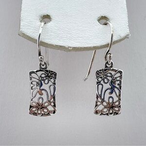 Delicate PRIMROSE Sterling Silver Filigree Floral Drop Earrings